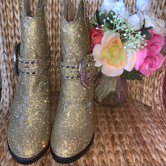 New Dolls Kill Honey Rhinestone Western Cowboy Boots - Picture 3 of 11